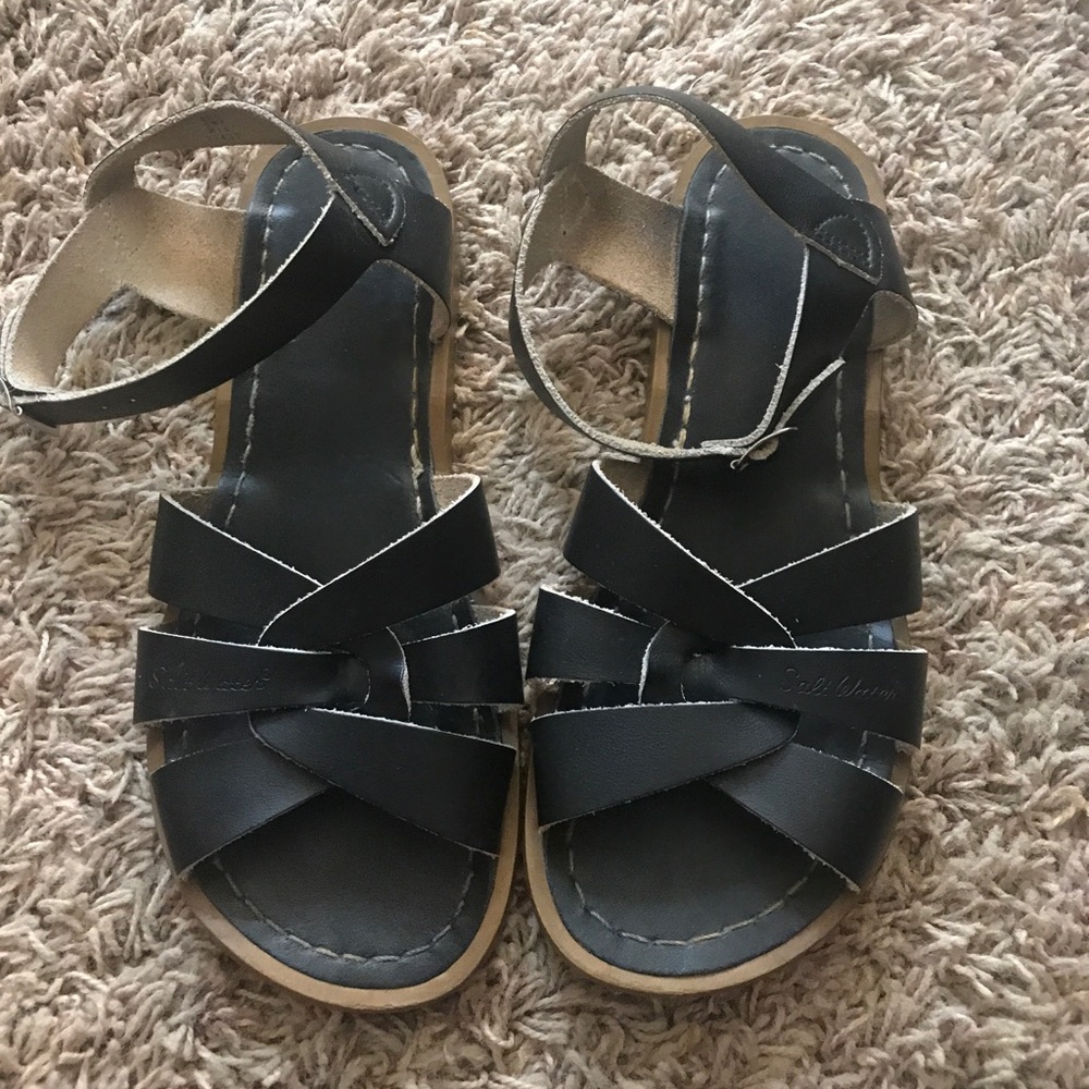 Black salt water sandals